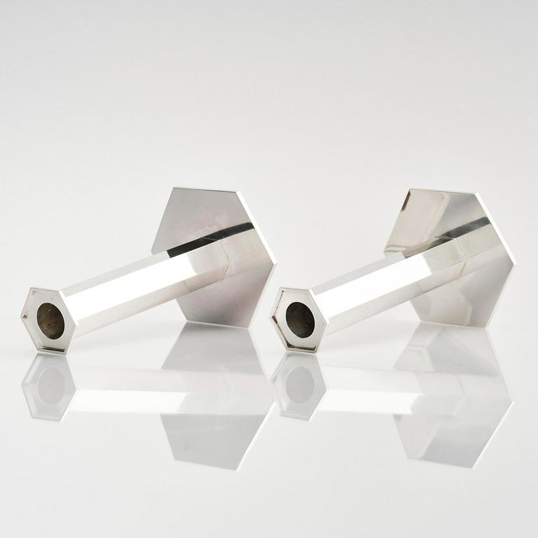 Wiwen Nilsson, a pair of sterling silver candlesticks, Lund, Sweden, 1973-1974.