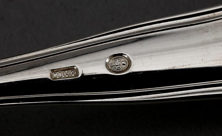 BESTICK, 137 delar, silver, modell "Sachsisk", Cohr, 1900-talets andra hälft. Vikt utan knivar ca  3190 gr.