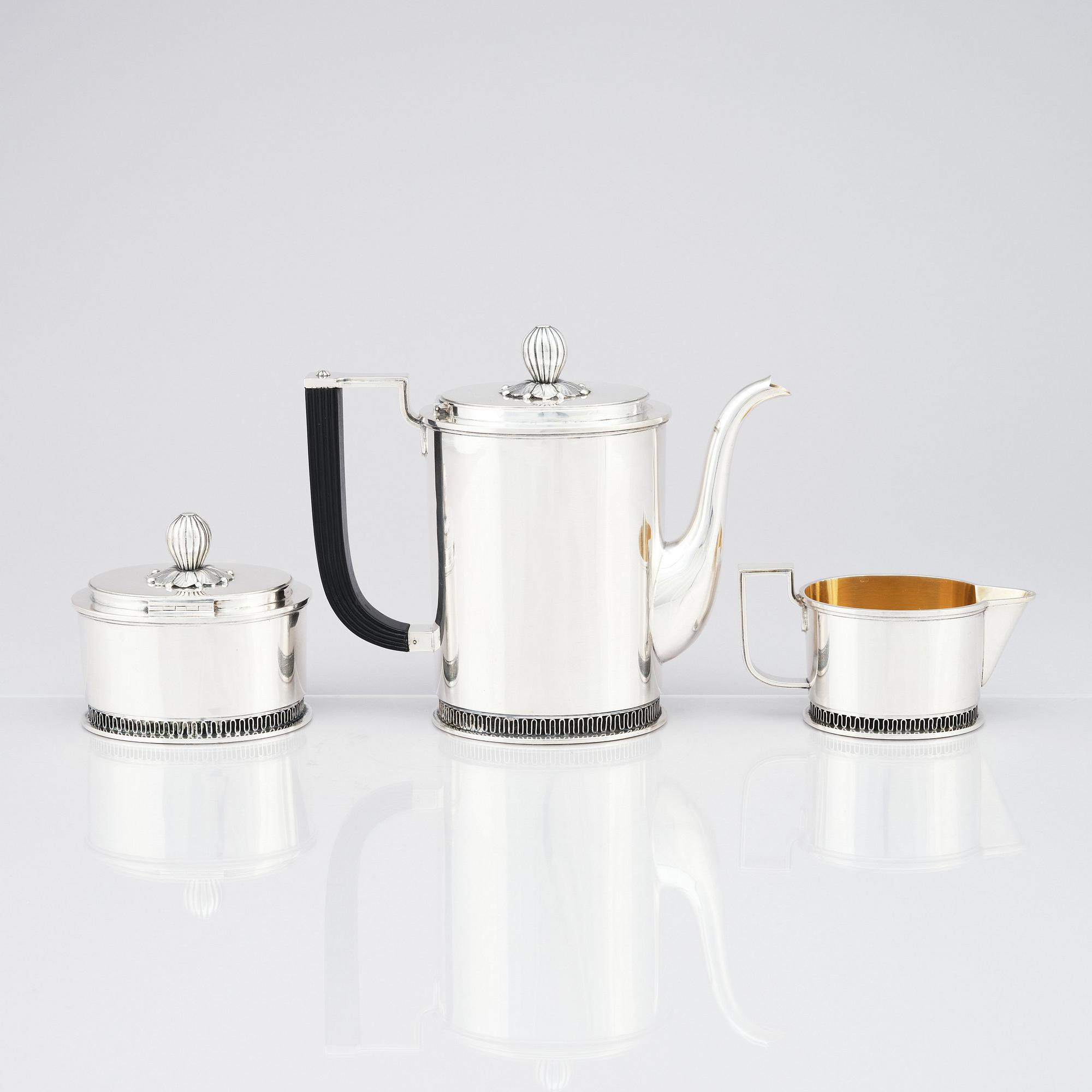 Carl Fredrik Carlman, kaffeservis, 3 delar, Stockholm 1947.