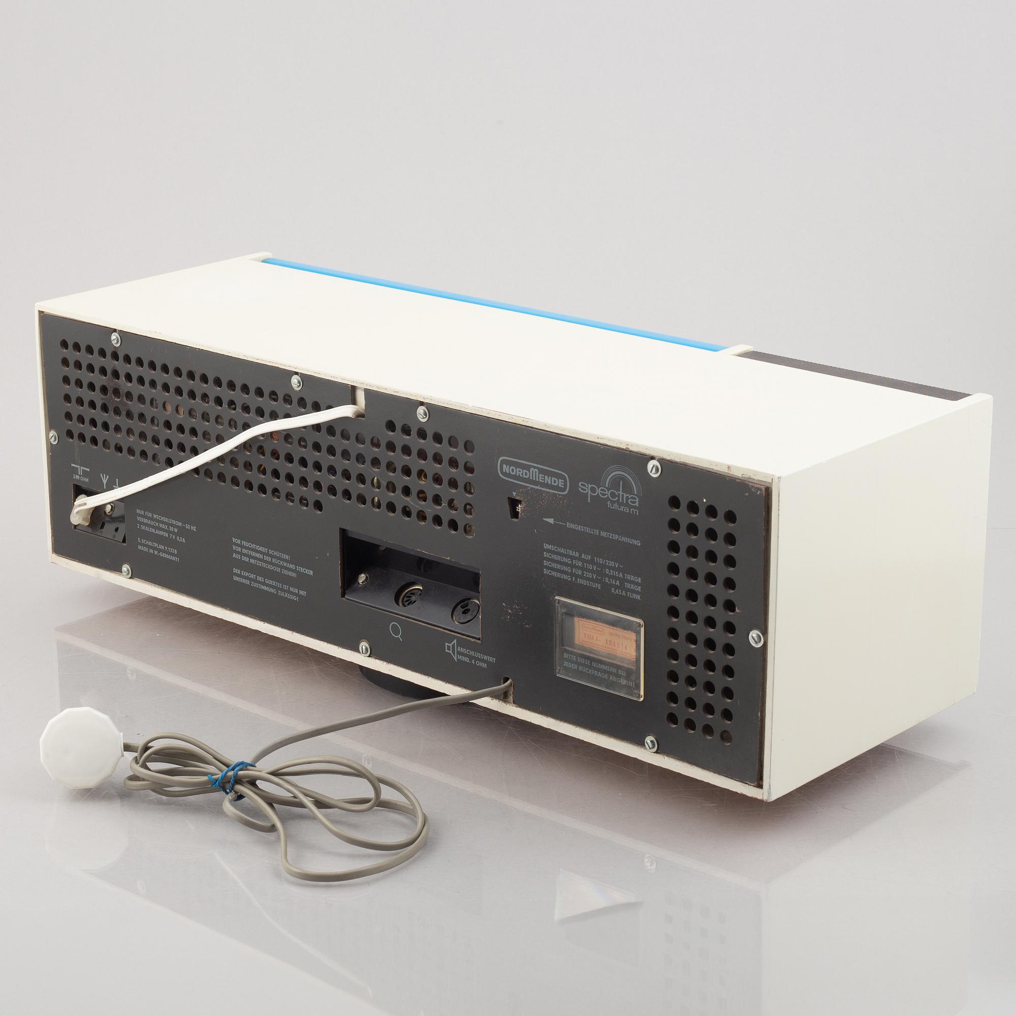 Raymond Loewy, a "Spectea Futura" radio/stereo system, Nordmende, Germany,.