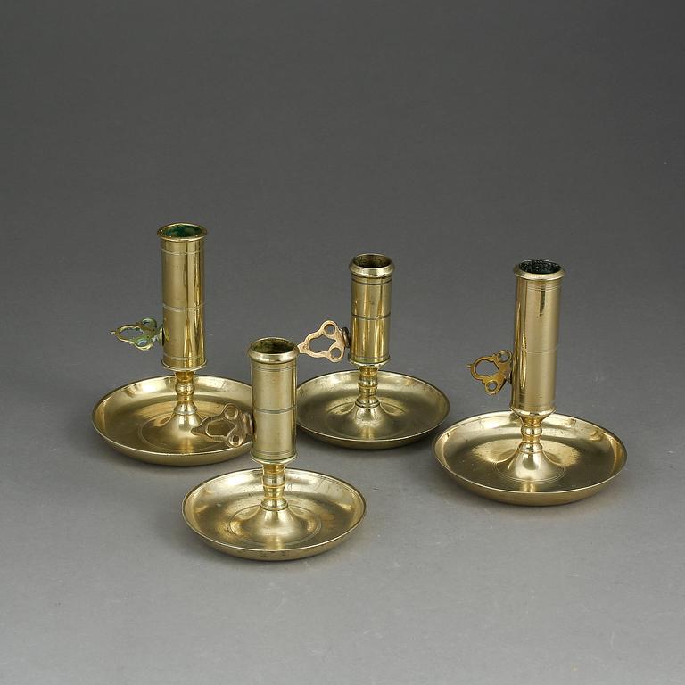KONTORSLJUSSTAKAR, 2+2, mässing, 1800-tal.