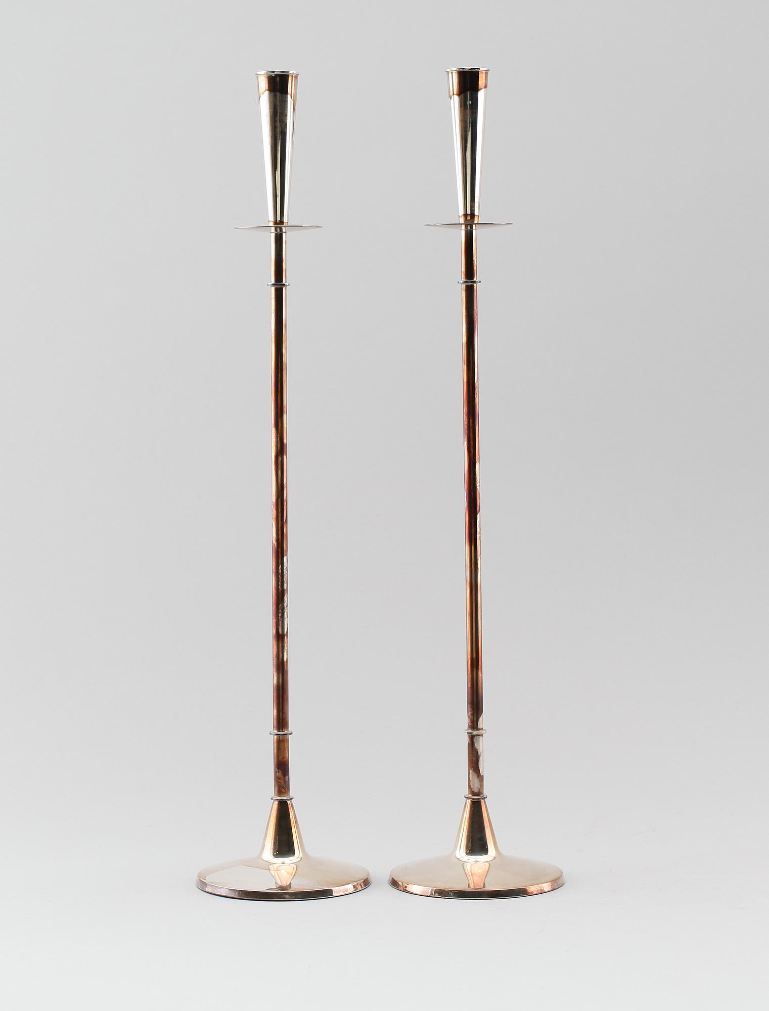 LJUSSTAKAR, 1 par, silver, Tore Eldh, Bröderna Carlsson, Göteborg 1962.