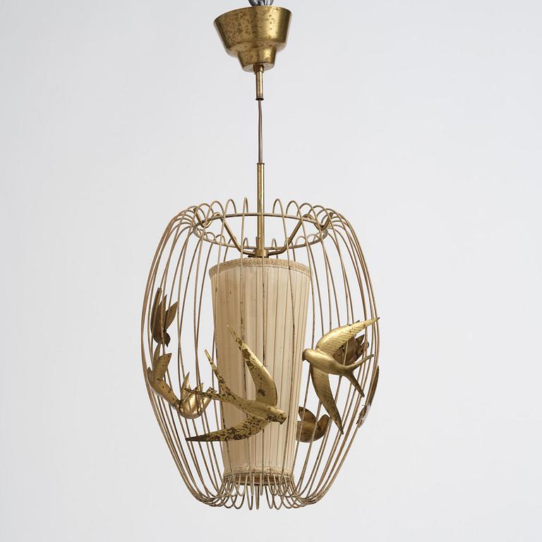 Hans Bergström, taklampa, modell "3", ateljé Lyktan, Åhus, 1940-50-tal.