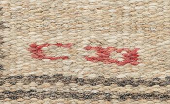 A CARL DANGEL CARPET, flatweave (rölakan), signed CD, 264 x 169 cm, Sweden around mid 20th century.