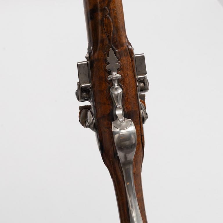 Flintlock rifle, double-barrelled, Johan Reichardt, Stockholm (c. 1730-1806), second half of the 18th century.