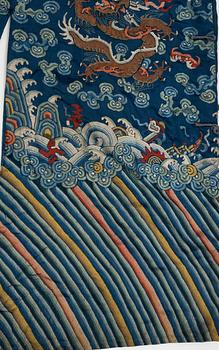 A Chinese embroidered silk robe, Qing dynasty, 19th Century.