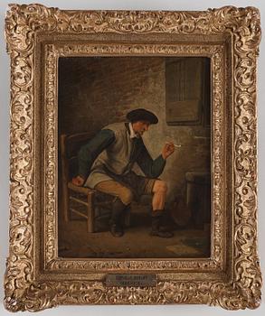 Cornelis Dusart, Interiör med kritrökande man.