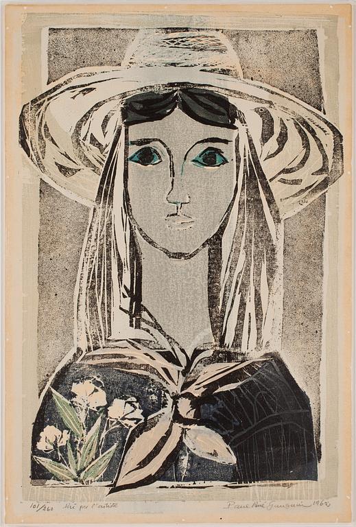 PAUL RENE GAUGUIN, träsnitt, signerad och numrerad 101/260 tiré par l'artiste, daterad 1962.
