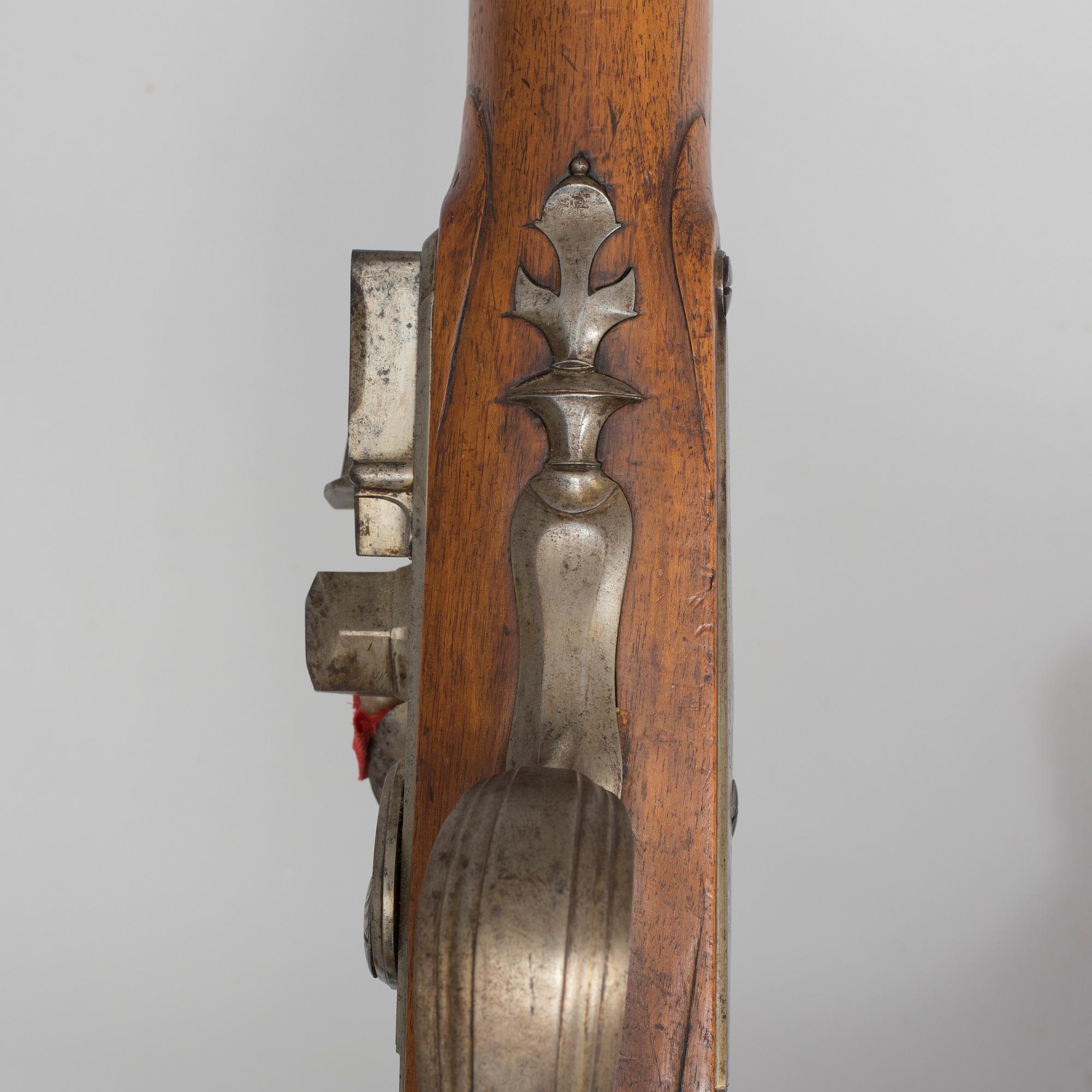 A 18th century flintlock rifle signed Eichstaed, Stralsund.