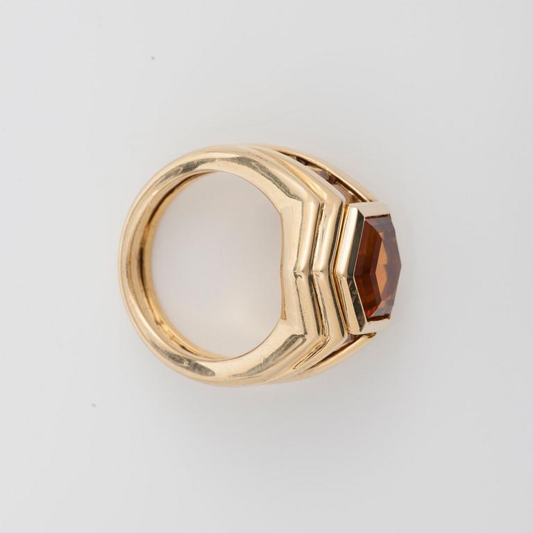 A citrine, circa 4.50 cts, ring, signed David Morris.