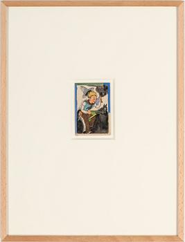 CARL OTTO HULTÉN, collage på spelkort. Signerad och daterad 1946.