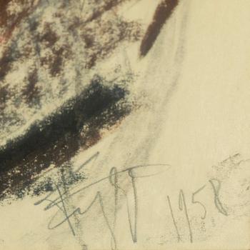 EDDIE FIGGE, mixed media on paper, signed and dated 1958.