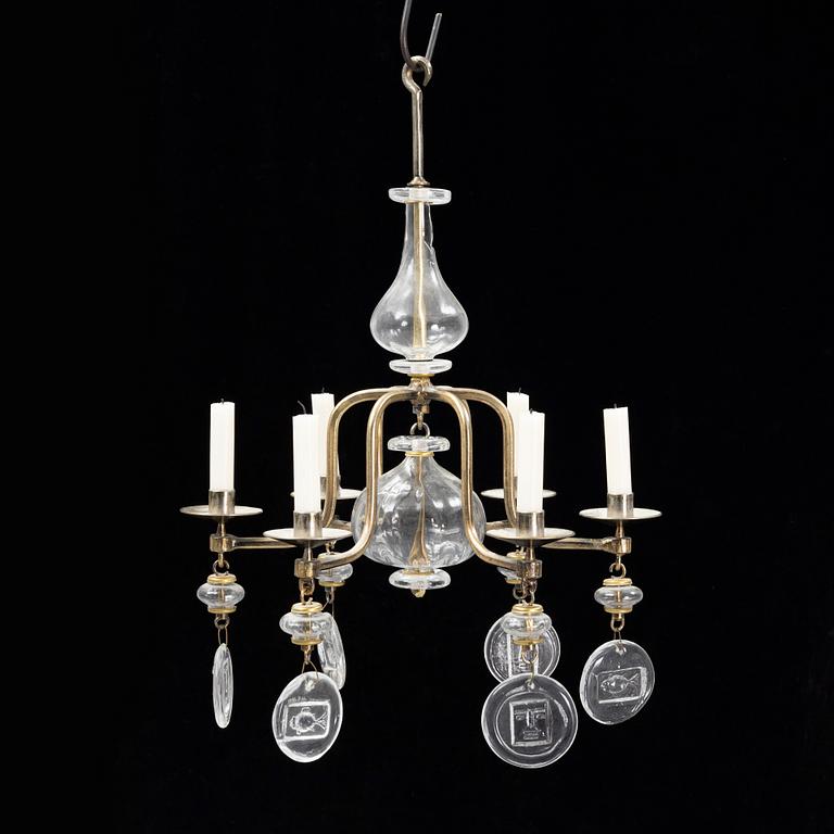 Erik Höglund, a chandelier, Kosta Smide, Sweden, second half of the 20th century.