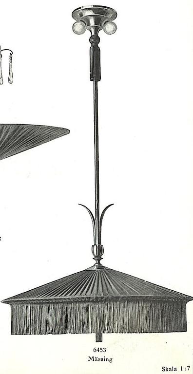 Harald Notini, a large ceiling lamp model "6453", Arvid Böhlmarks Lampfabrik, Stockholm, 1920s-30s.