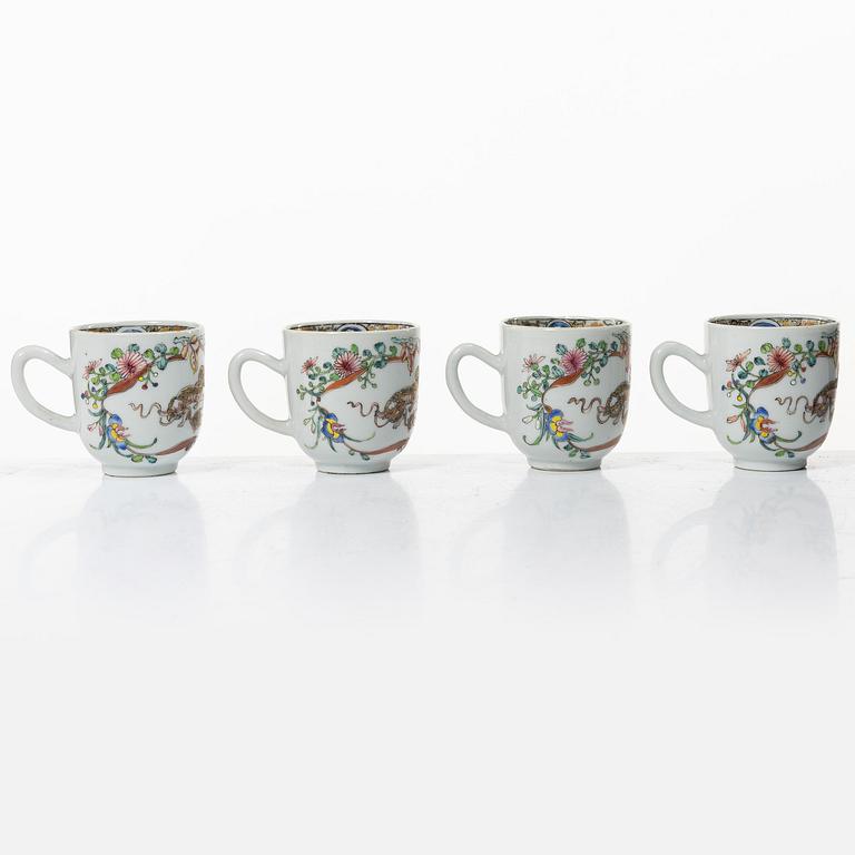 A group lot of 11 Chinese cups, Qing dynasty, Qianlong (1736-95).