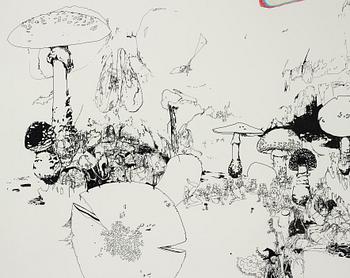 MATT GREENE, utförd 2003, bläck och färgkrita på papper.