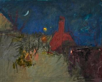 887. Oluf Høst, Landscape with houses, Bornholm.