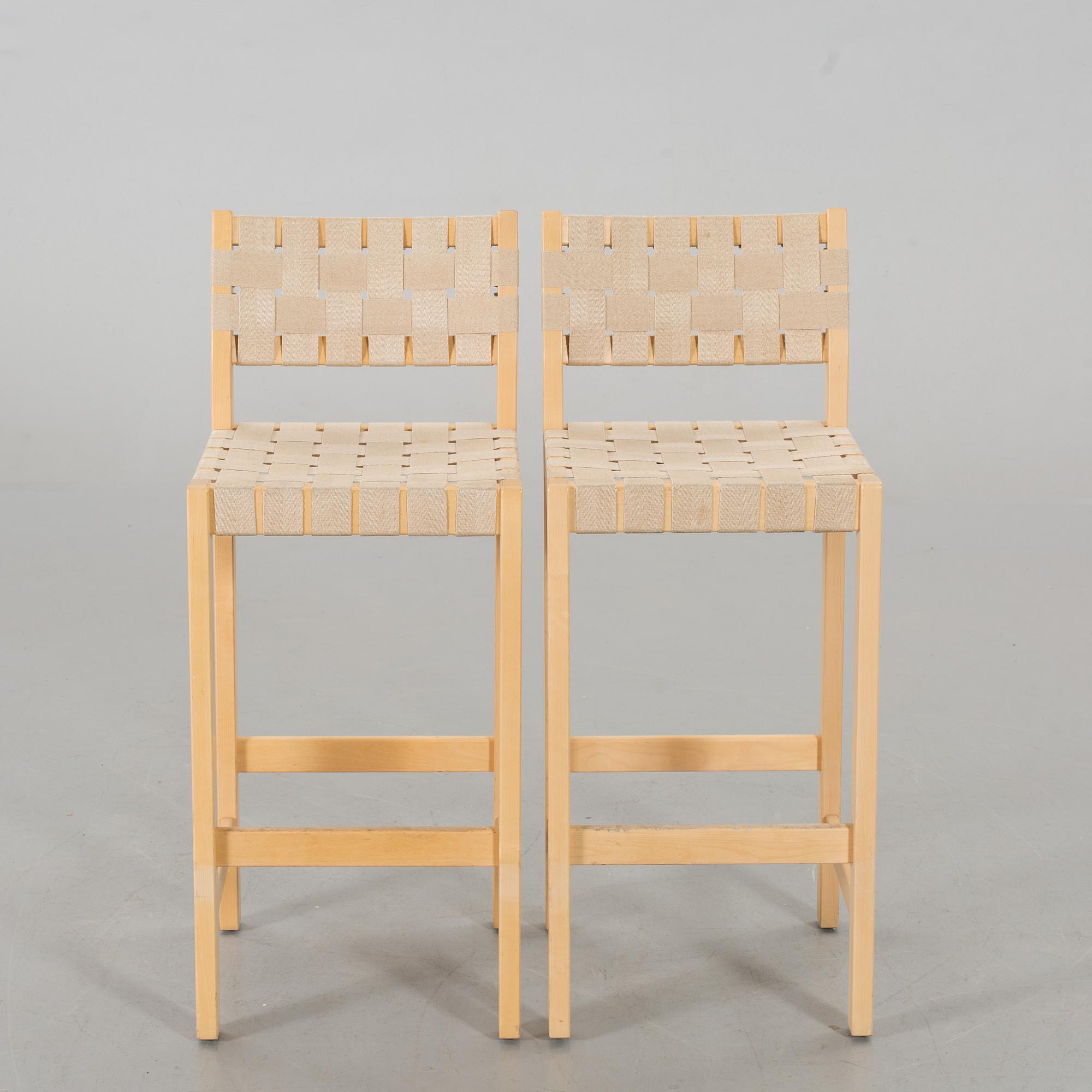 ALVAR AALTO, a pair of bar stools.