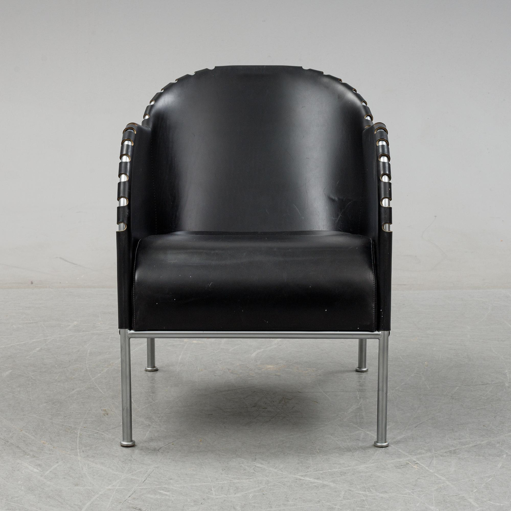 Mats Theselius, a 'Bruno' tubular steel and leather lounge chair, Källemo AB, designed in 1997.