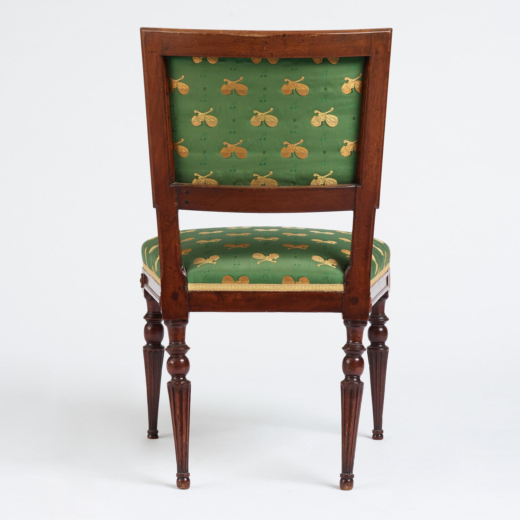A late Gustavian mahogany chair by Ephraim Ståhl (Stockholm 1794-1820).