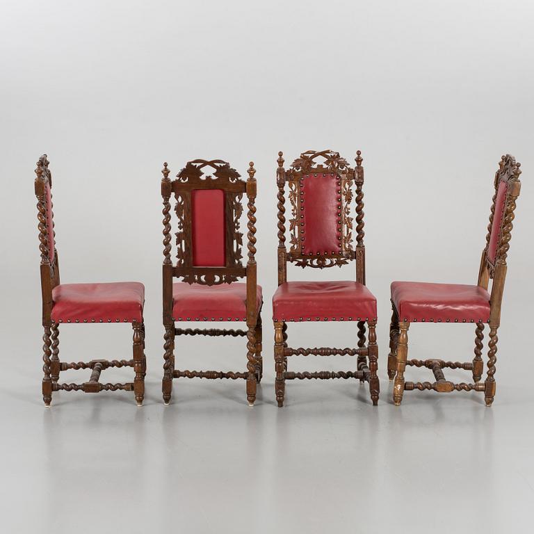 FOUR BAROQUE STYLE CHAIRS, 20th century.
