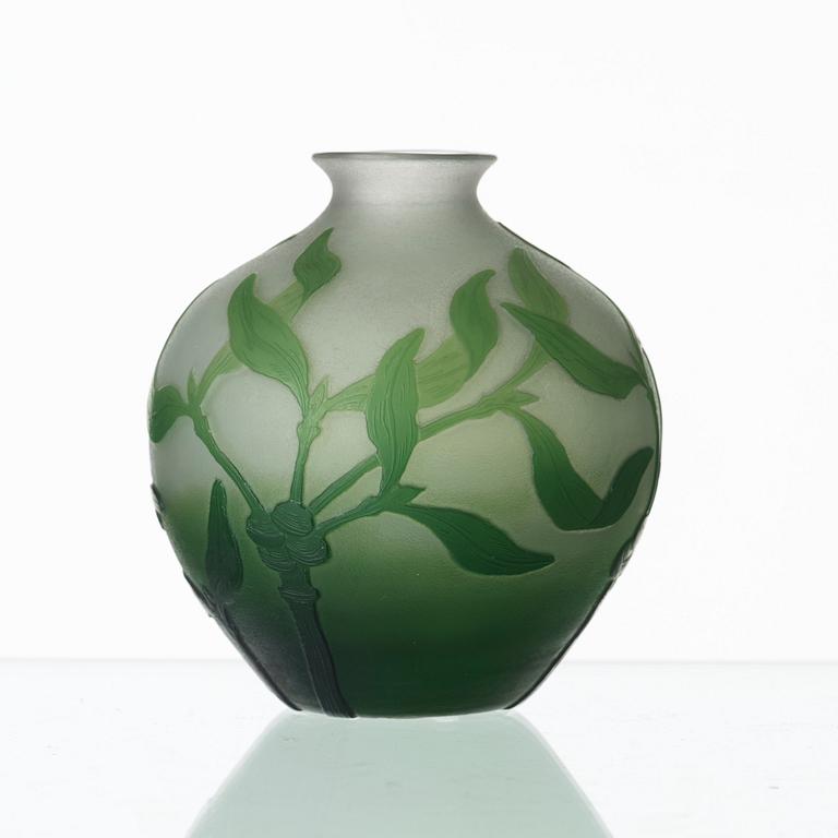 Karl Lindeberg, an Art Nouveau cameo glass vase, Kosta, Sweden 1910's.