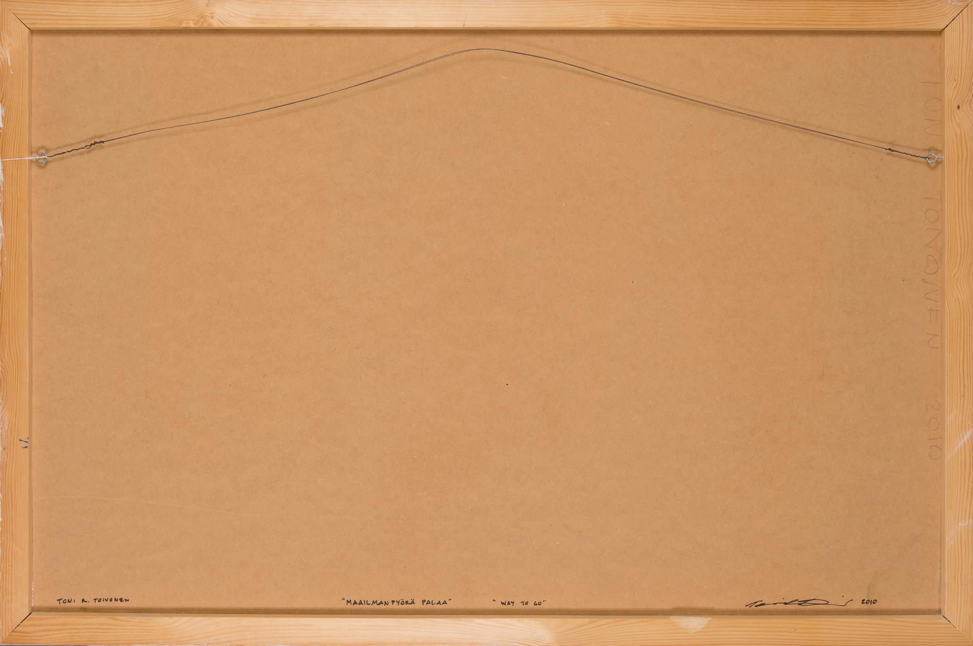 TONI R. TOIVONEN, oil pencil and collage on paper, laid on board, a tergo signed and dated 2010.