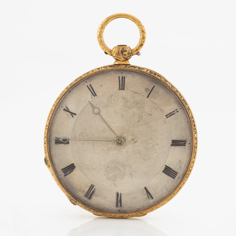 Pocket watch, 18K gold, 47 mm.