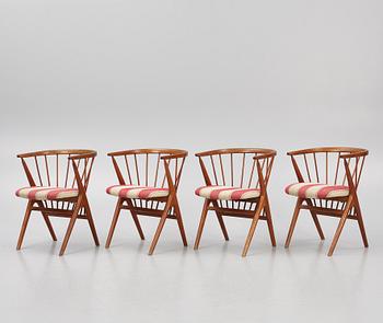 Helge Sibast, 4 armchairs, "No 8", Denmark, second half of the 20th century.
