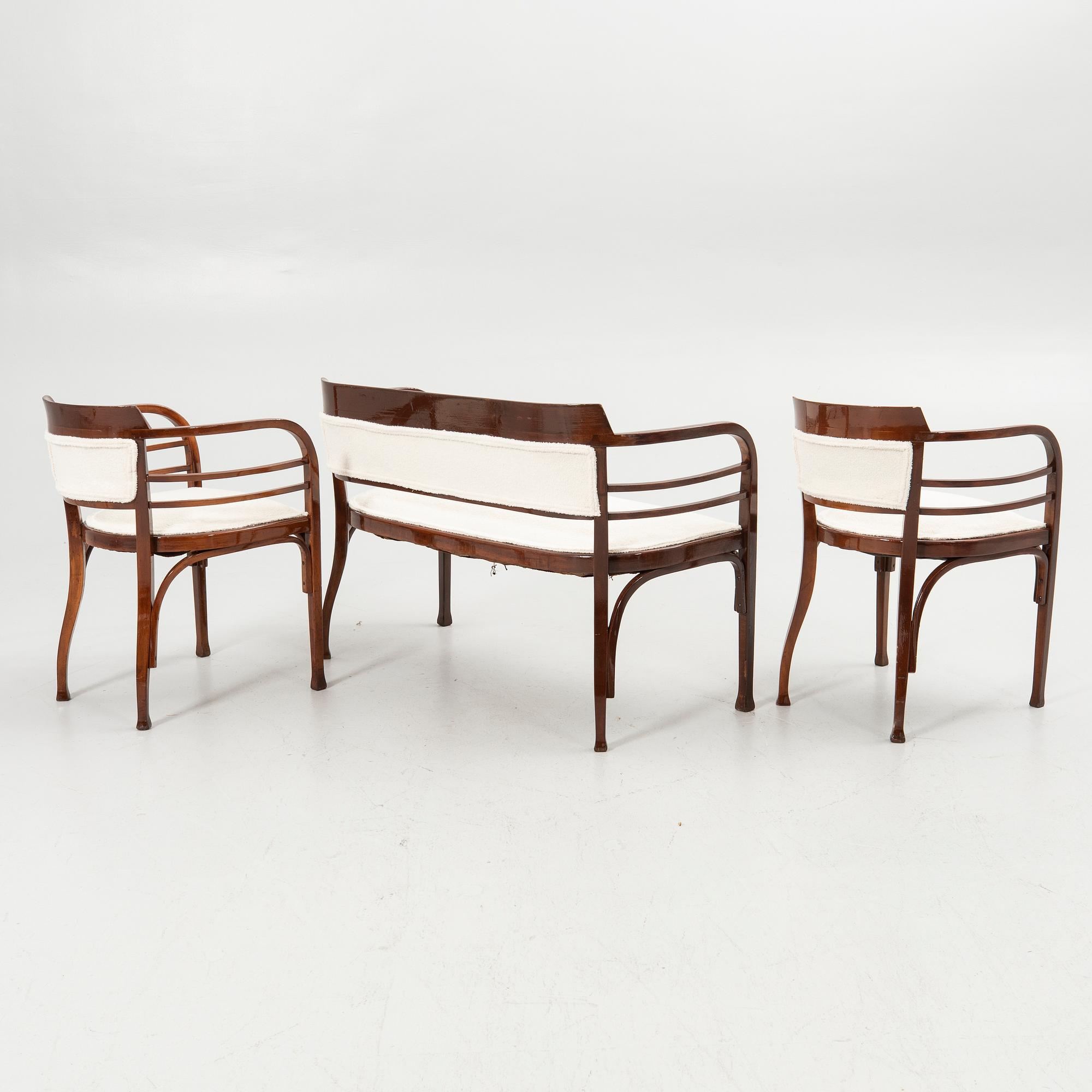 Seating group, 3 pieces, first half of the 20th century.