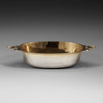 482. A Swedish 18th century parcel-gilt bowl, marks of Carl Björkman, Nyköping (1735-1745).