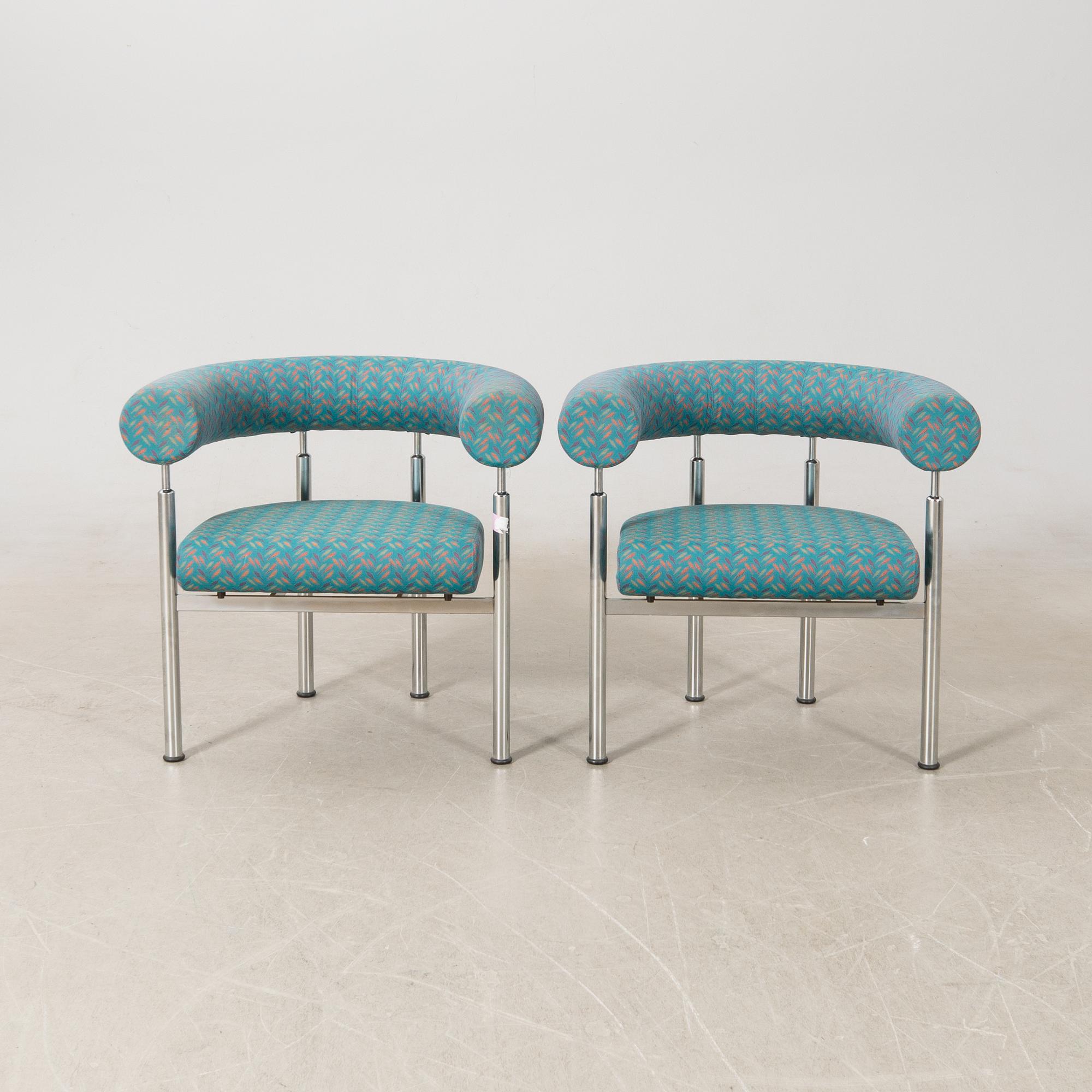 Johannes Foersom & Peter Hiort-Lorentzen, a pair of "Cobra" armchairs, Erik Jørgensen Furniture Factory, Denmark 1990s.