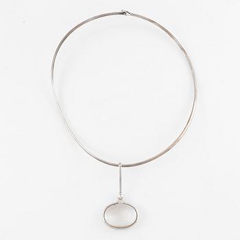 Vivianna Torun Bülow-Hübe, neck ring with pendant, sterling silver and rutilated quartz, contemporary.