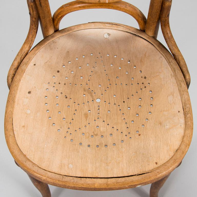 Four bent wood chairs, early 20th century, presumably Austria.