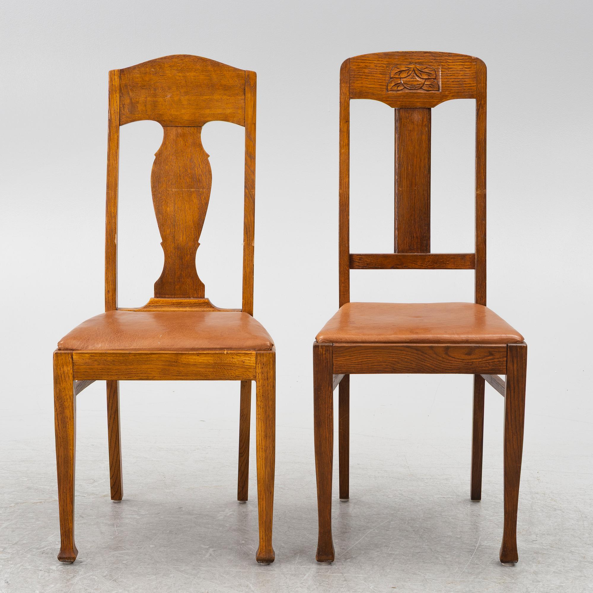 Eleven chairs in various models, Art Nouveau, around the year 1900.
