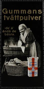 REKLAMSKYLT, tryck på glas, 1900-talets första hälft.