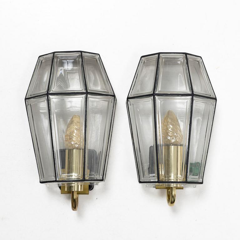 Vägglampor, ett par, Glashütte Limburg, 1900-tal.