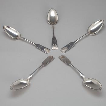 SKEDAR, 5 st, silver "Musslan" 1919-1924, Osuusliike Kultaseppä Åbo. Vikt tot. 259 g.