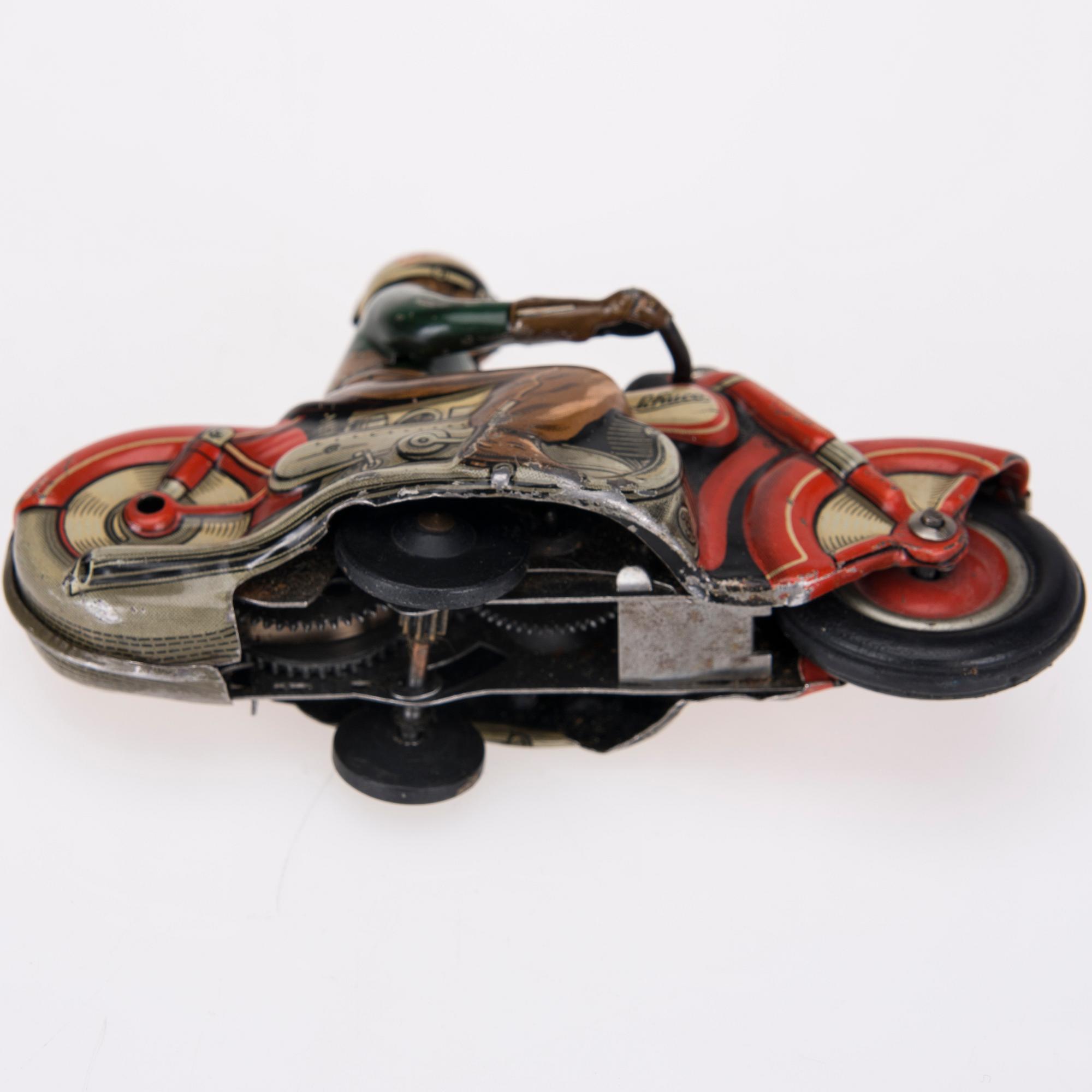 MOTORCYKEL, plåt, Curvo 1000, Schuco, Tyskland, 1900-talets mitt.