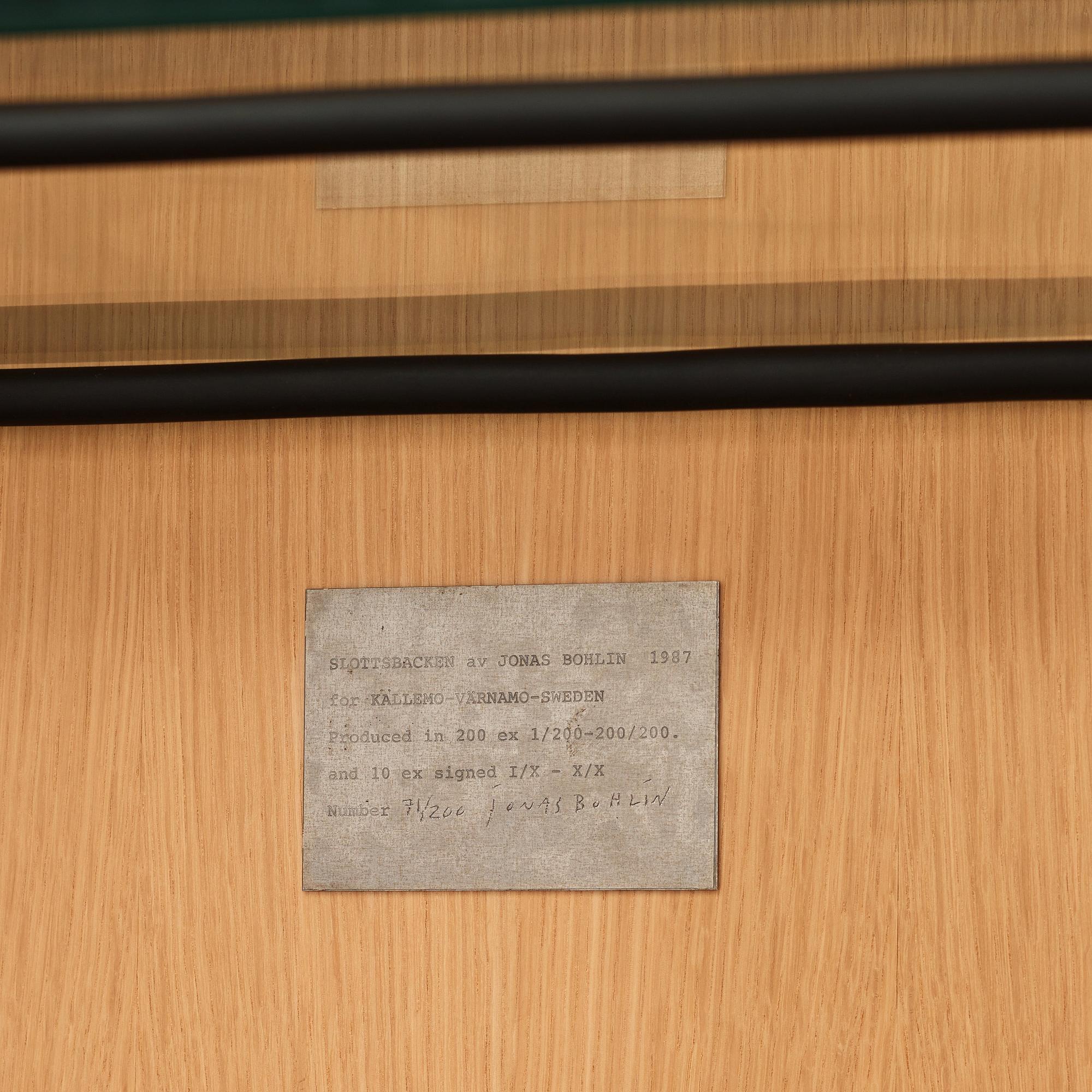 Jonas Bohlin, a 'Slottsbacken' cabinet, ed. 71/200, Källemo, Sweden post 1987.