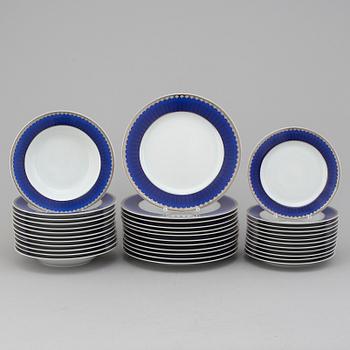 SIGVARD BERNADOTTE, 36 pieces of porcelain tableware, "Marianne Royal Blue/Christineholm", Millenium, 2000.