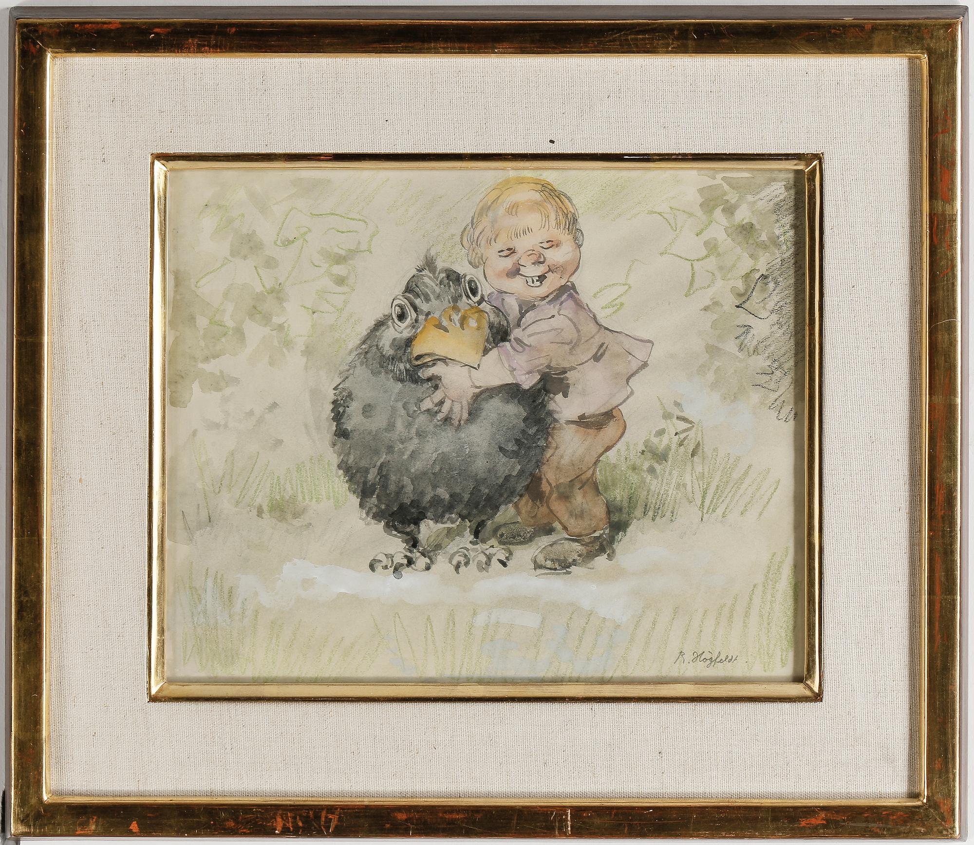 ROBERT HÖGFELDT, akvarell och krita, signerad.