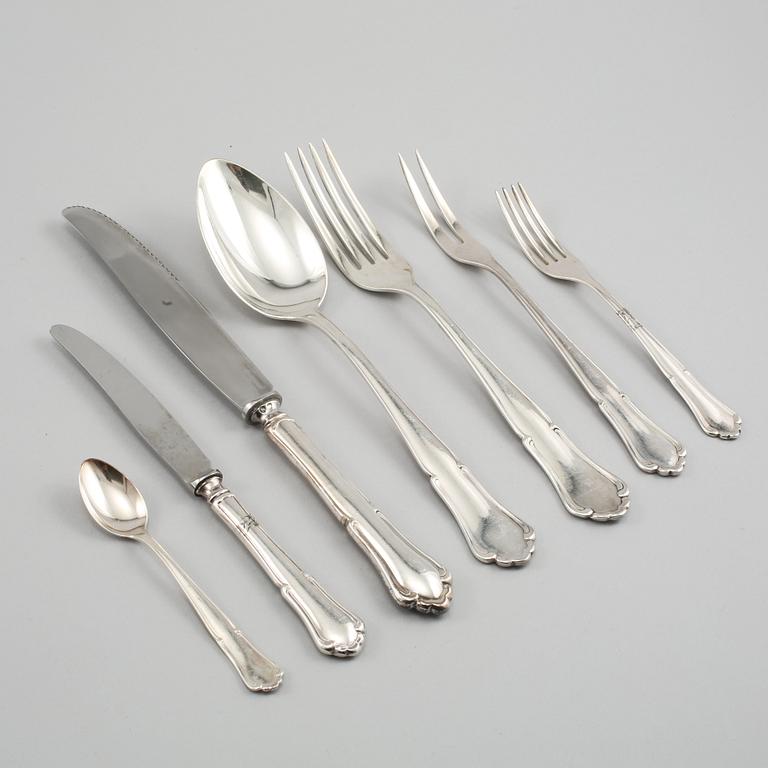 BESTICK, 11 + 55 st, silver samt nysilver, "Saga", 1900-tal.