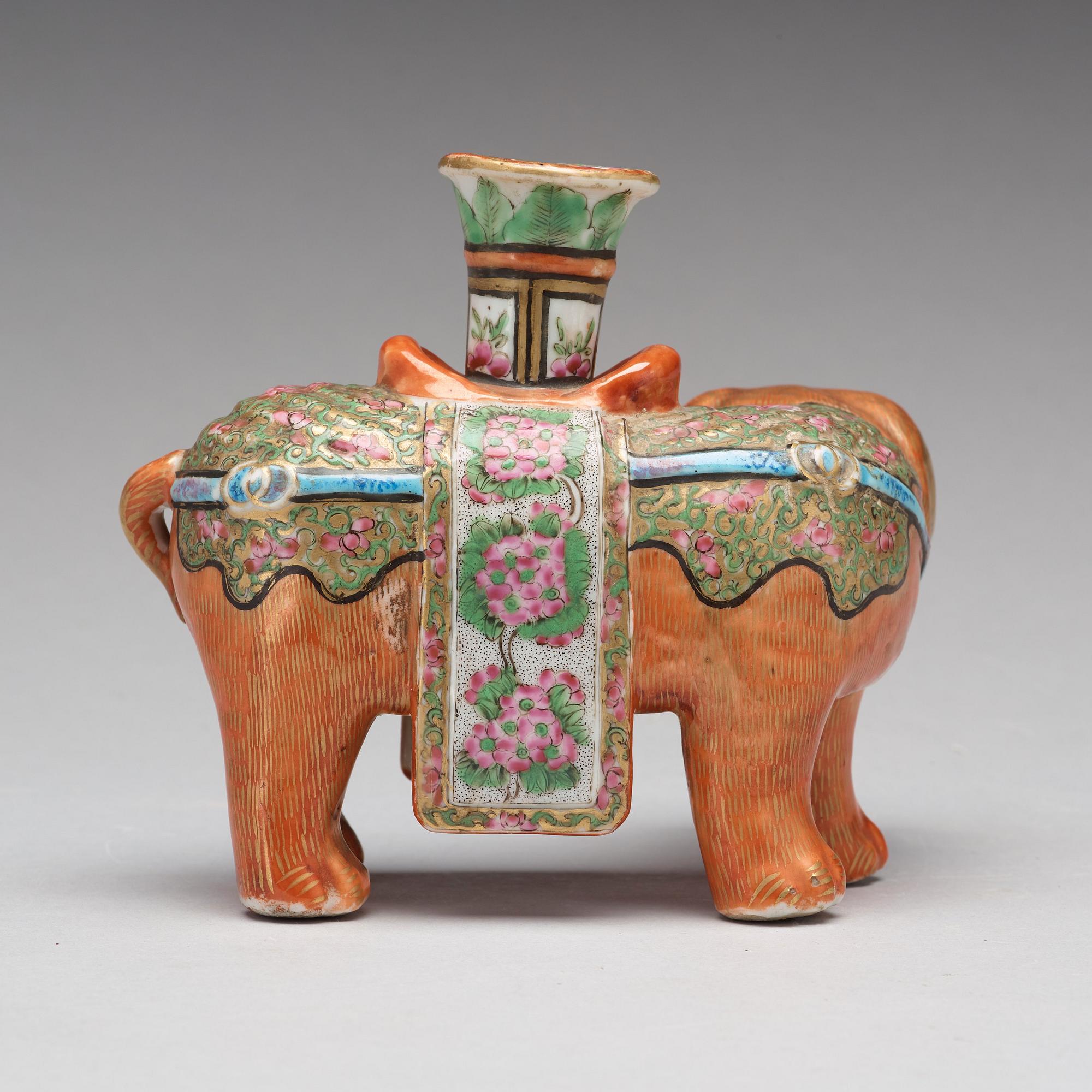 A Canton figure of an elephant, late Qing dynasty, circa 1900.