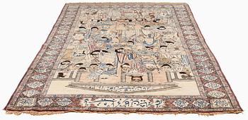 Matta, antik Kirman Laver 'Mashahir' (Världens härskare), ca 240 x 147 cm.