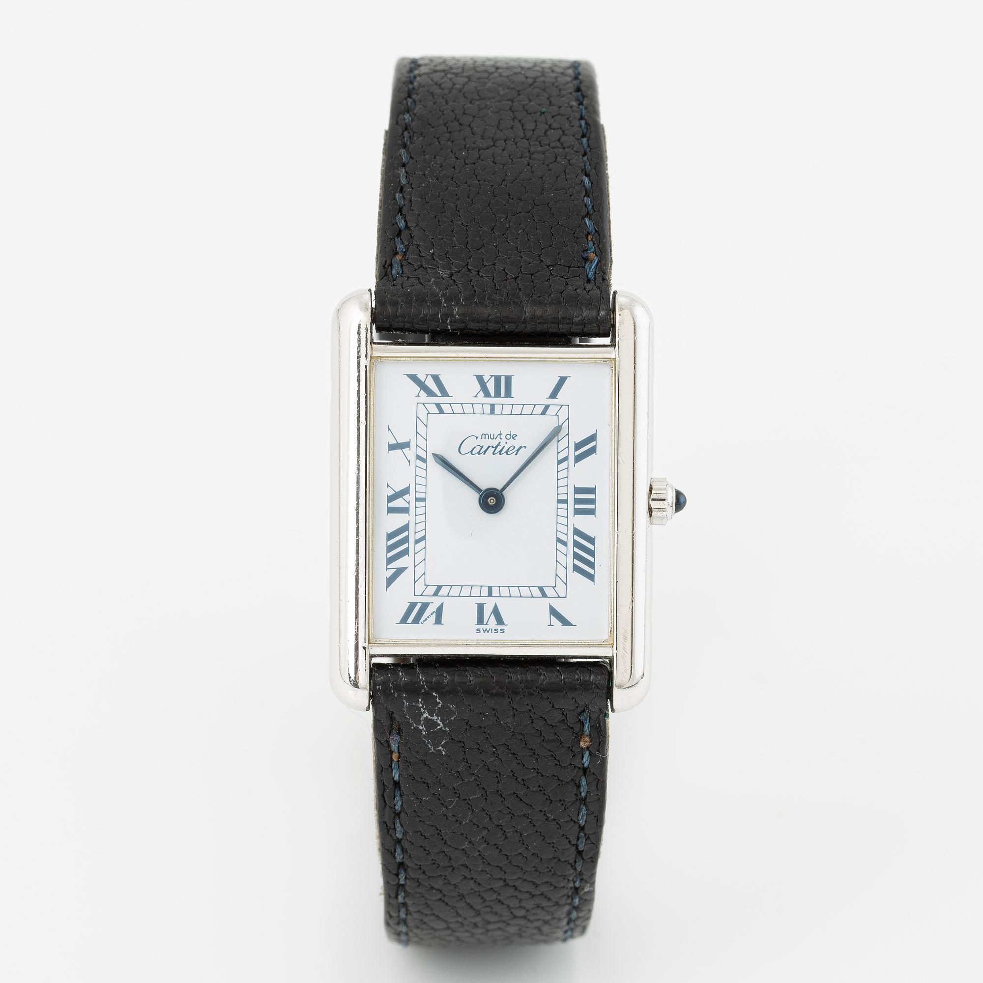 Cartier, must de Cartier, Tank, wristwatch, 23.5 x 23 (30.5) mm.