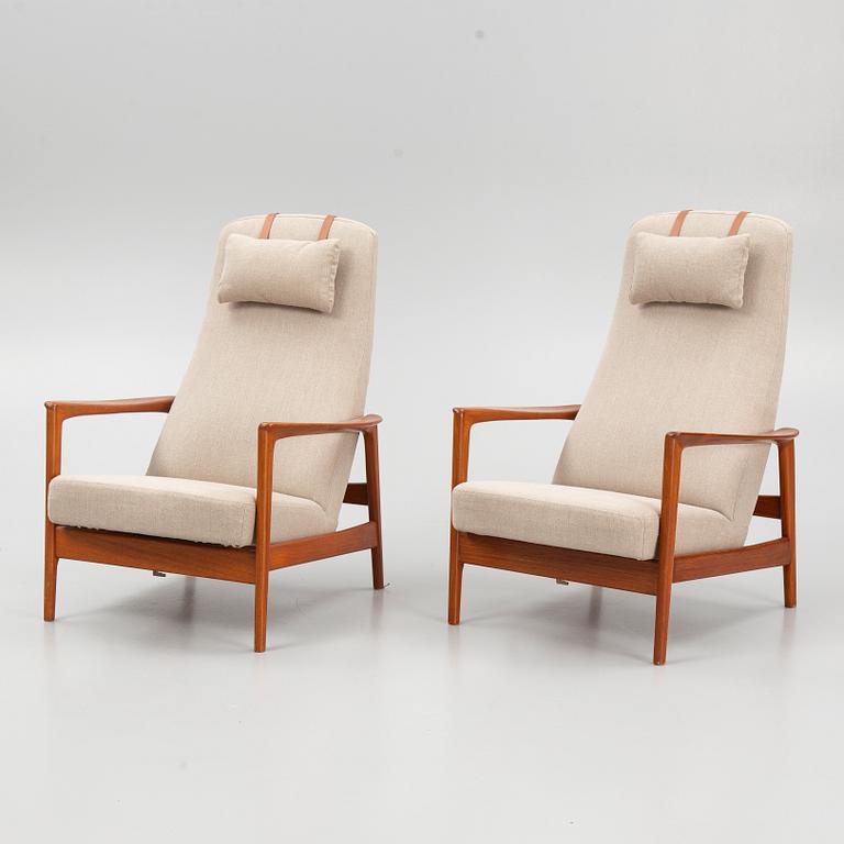 Folke Ohlsson, a pair of "Duxiesta" armchairs with an ottoman, Dux, Sweden, 1960's.