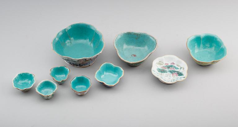 SKÅLAR, 9 st, porslin, Kina, 1800-/1900-tal.