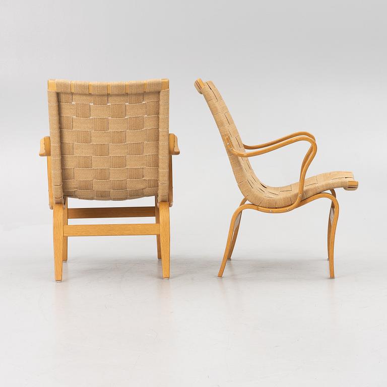Bruno Mathsson, a pair of 'Eva' armchairs, Firma Karl Mathsson, Värnamo, 1973.