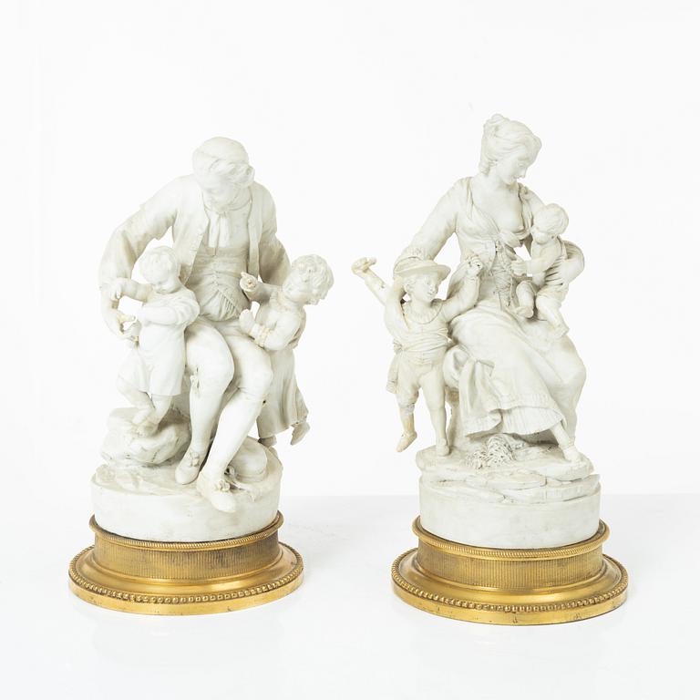 Figurgrupper, ett par, efter Joseph Gott, troligen England, sent 1800-tal.